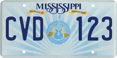 MS license plate CVD123