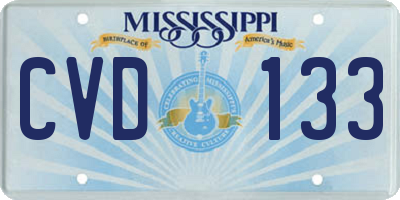 MS license plate CVD133