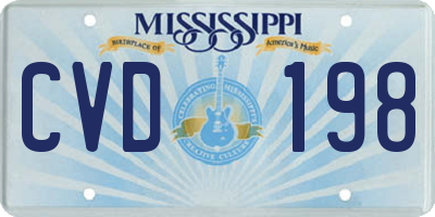 MS license plate CVD198