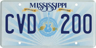 MS license plate CVD200