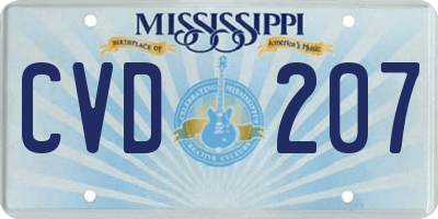 MS license plate CVD207
