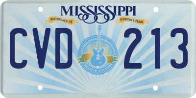 MS license plate CVD213