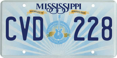 MS license plate CVD228