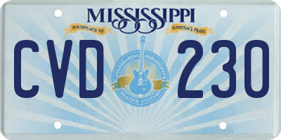 MS license plate CVD230