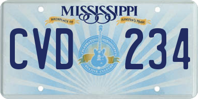 MS license plate CVD234