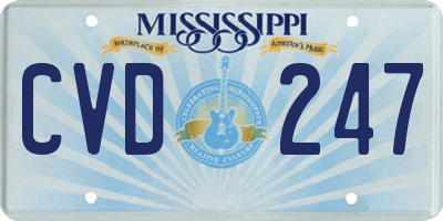 MS license plate CVD247