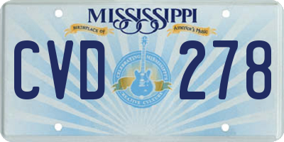 MS license plate CVD278