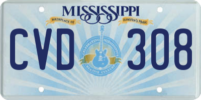 MS license plate CVD308