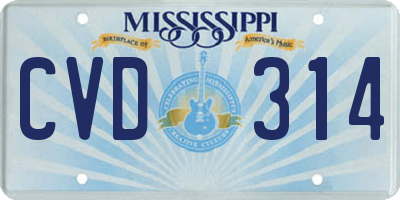 MS license plate CVD314