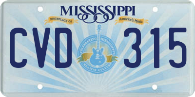 MS license plate CVD315