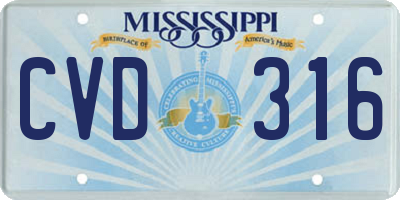 MS license plate CVD316