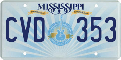 MS license plate CVD353