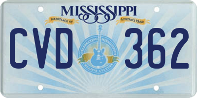 MS license plate CVD362