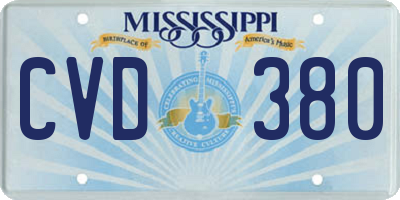 MS license plate CVD380