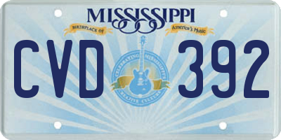 MS license plate CVD392