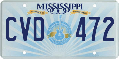 MS license plate CVD472