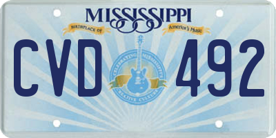 MS license plate CVD492