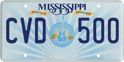 MS license plate CVD500
