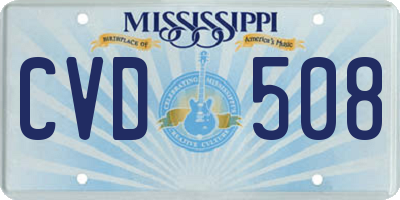 MS license plate CVD508
