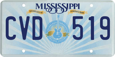 MS license plate CVD519