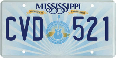 MS license plate CVD521