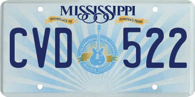MS license plate CVD522