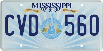 MS license plate CVD560