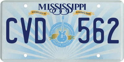 MS license plate CVD562