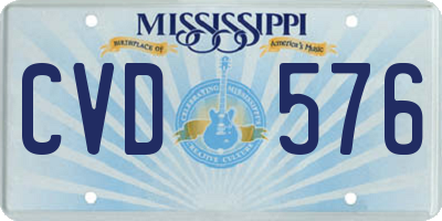 MS license plate CVD576