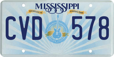MS license plate CVD578