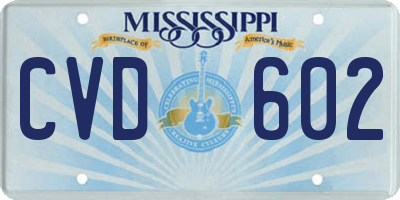 MS license plate CVD602