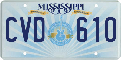 MS license plate CVD610