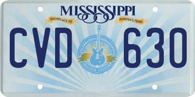 MS license plate CVD630