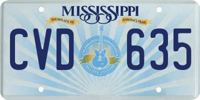 MS license plate CVD635