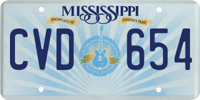MS license plate CVD654