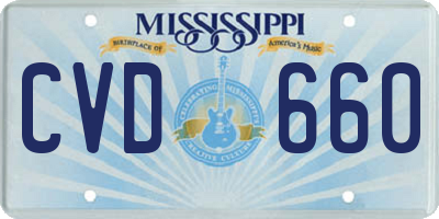 MS license plate CVD660