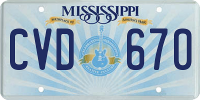 MS license plate CVD670