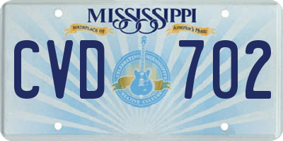 MS license plate CVD702