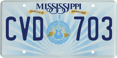 MS license plate CVD703