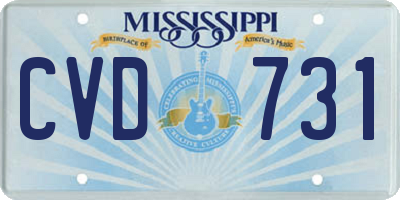 MS license plate CVD731