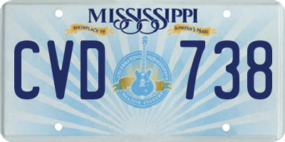MS license plate CVD738