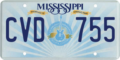 MS license plate CVD755