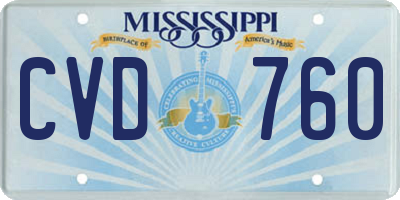 MS license plate CVD760