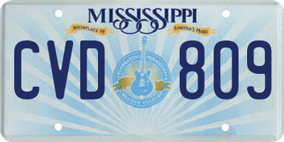 MS license plate CVD809