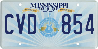 MS license plate CVD854