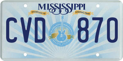 MS license plate CVD870