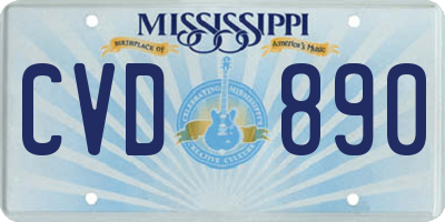 MS license plate CVD890