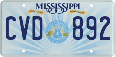 MS license plate CVD892