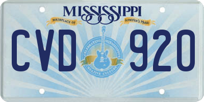 MS license plate CVD920