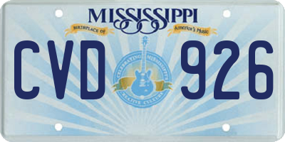 MS license plate CVD926